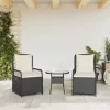  2 db fekete polyrattan dönthető kerti szék