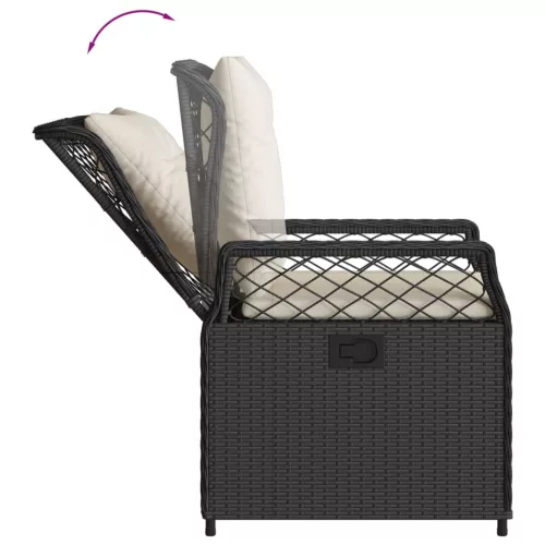  2 db fekete polyrattan dönthető kerti szék
