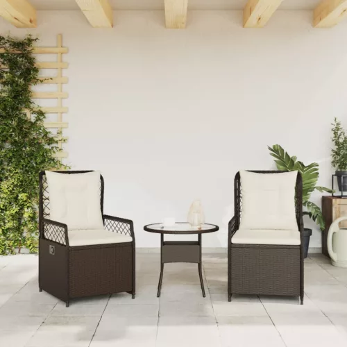  2 db barna polyrattan dönthető kerti szék