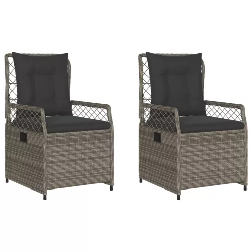  2 db szürke polyrattan dönthető kerti szék