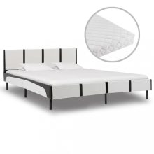 VID fehér és fekete műbőr ágy matraccal 140x200 cm