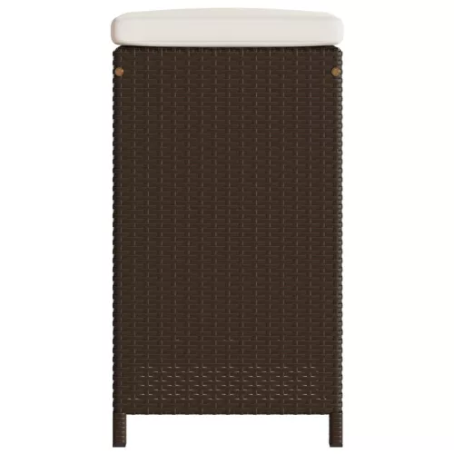  2 db barna polyrattan kerti bárszék párnával