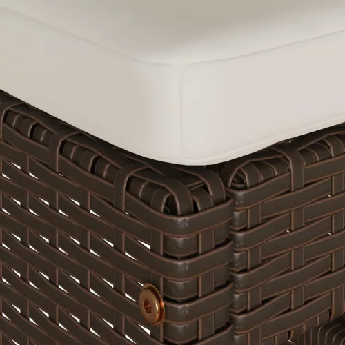  2 db barna polyrattan kerti bárszék párnával