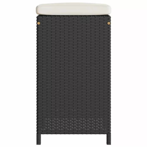  2 db fekete polyrattan kerti bárszék párnával