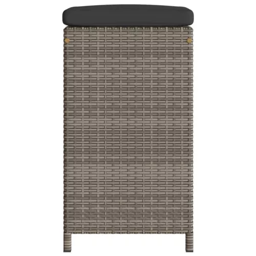  2 db szürke polyrattan kerti bárszék párnával