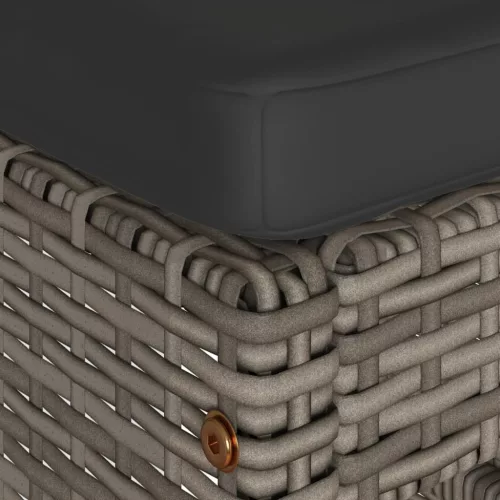  2 db szürke polyrattan kerti bárszék párnával