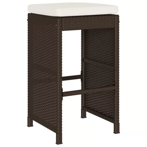  4 db barna polyrattan kerti bárszék párnával
