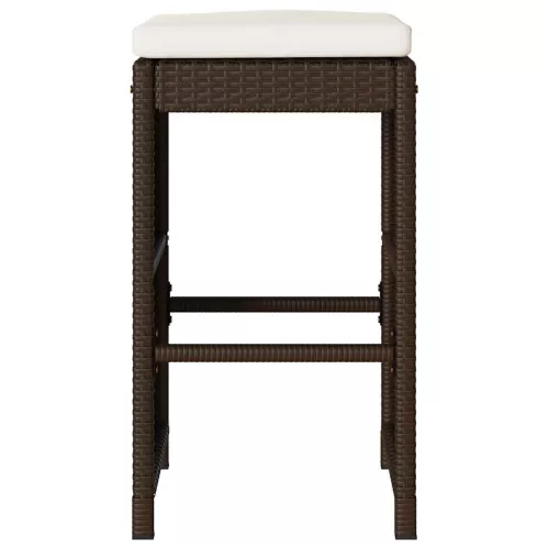  4 db barna polyrattan kerti bárszék párnával