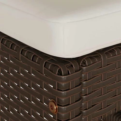  4 db barna polyrattan kerti bárszék párnával