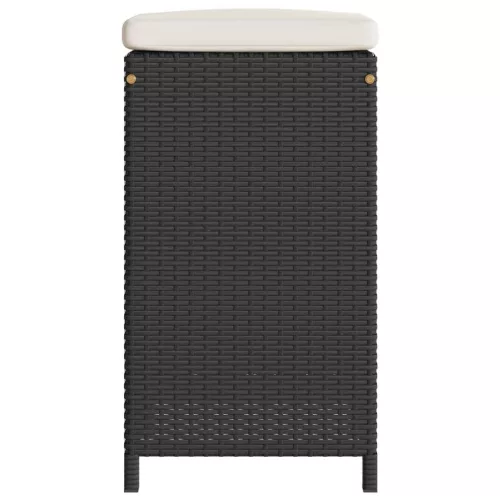  4 db fekete polyrattan kerti bárszék párnával