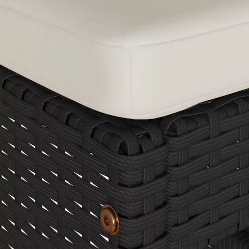  4 db fekete polyrattan kerti bárszék párnával