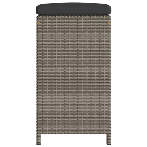  4 db szürke polyrattan kerti bárszék párnával