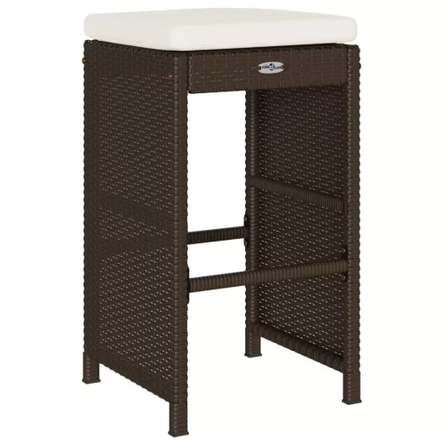  6 db barna polyrattan kerti bárszék párnával