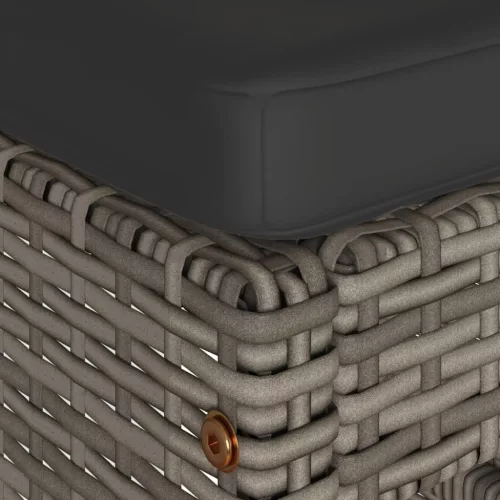  6 db szürke polyrattan kerti bárszék párnával