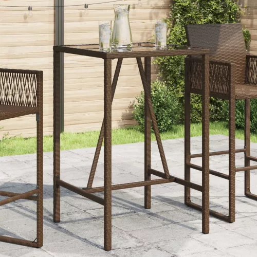  barna polyrattan kültéri bárasztal 70 x 70 x 110 cm