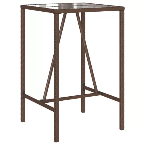  barna polyrattan kültéri bárasztal 70 x 70 x 110 cm