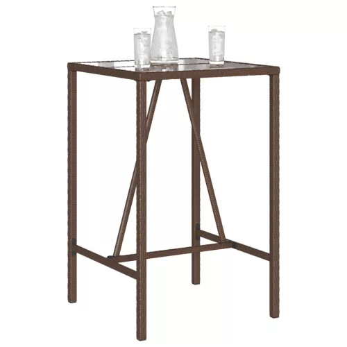  barna polyrattan kültéri bárasztal 70 x 70 x 110 cm