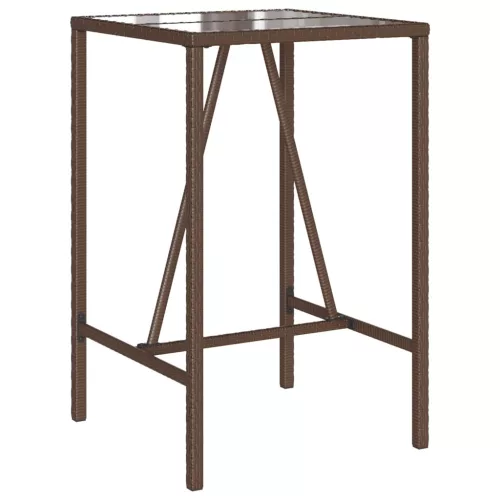  barna polyrattan kültéri bárasztal 70 x 70 x 110 cm