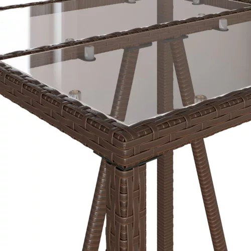  barna polyrattan kültéri bárasztal 70 x 70 x 110 cm