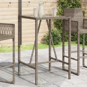  szürke polyrattan kültéri bárasztal 70 x 70 x 110 cm
