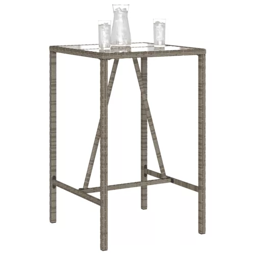  szürke polyrattan kültéri bárasztal 70 x 70 x 110 cm