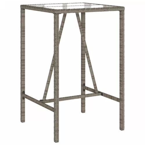  szürke polyrattan kültéri bárasztal 70 x 70 x 110 cm
