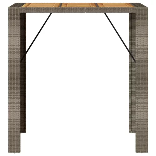  szürke polyrattan kerti bárasztal akácfa lappal 105x80x110 cm