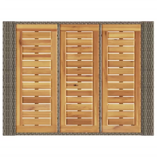  szürke polyrattan kerti bárasztal akácfa lappal 105x80x110 cm
