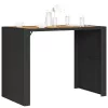  fekete polyrattan kerti bárasztal akácfa lappal 145x80x110 cm