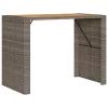  szürke polyrattan kerti bárasztal akácfa lappal 145x80x110 cm