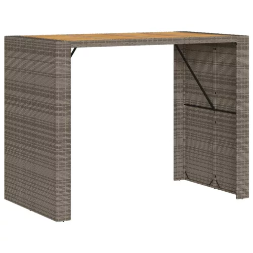  szürke polyrattan kerti bárasztal akácfa lappal 145x80x110 cm