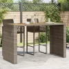  szürke polyrattan kerti bárasztal akácfa lappal 185x80x110 cm