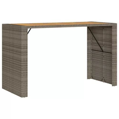  szürke polyrattan kerti bárasztal akácfa lappal 185x80x110 cm