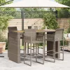  szürke polyrattan kerti bárasztal akácfa lappal 185x80x110 cm