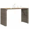  szürke polyrattan kerti bárasztal akácfa lappal 185x80x110 cm