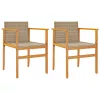  2 db bézs polyrattan és tömör fa kerti szék párnával