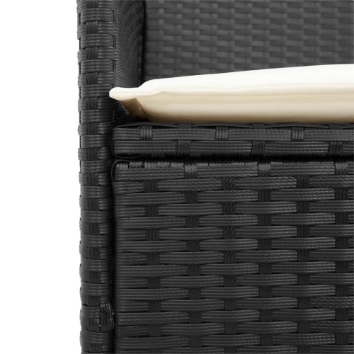  2 db fekete polyrattan és tömör fa kerti szék párnával