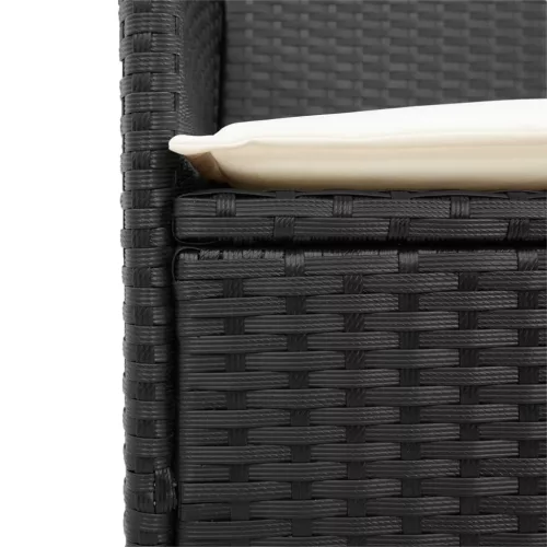  2 db fekete polyrattan és tömör fa kerti szék párnával