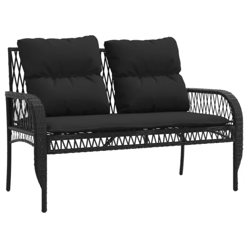  4 részes fekete polyrattan kerti ülőgarnitúra párnákkal