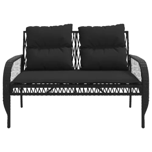  4 részes fekete polyrattan kerti ülőgarnitúra párnákkal