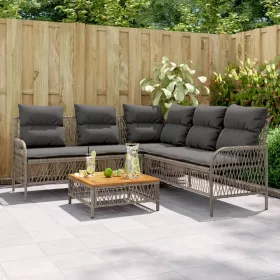  2 részes szürke polyrattan kerti kanapészett párnákkal