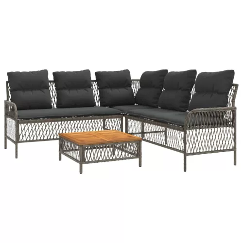  2 részes szürke polyrattan kerti kanapészett párnákkal