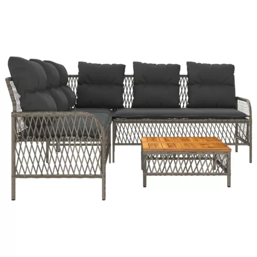  2 részes szürke polyrattan kerti kanapészett párnákkal