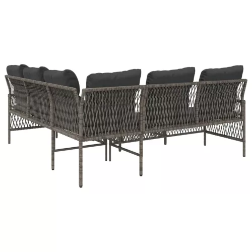  2 részes szürke polyrattan kerti kanapészett párnákkal