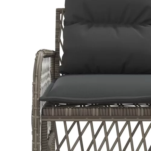  2 részes szürke polyrattan kerti kanapészett párnákkal