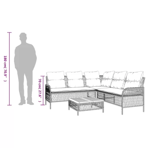  2 részes szürke polyrattan kerti kanapészett párnákkal