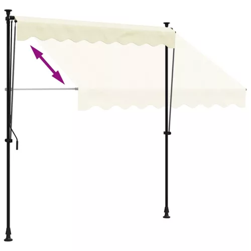 krémszínű szövet és acél feltekerhető napellenző 200 x 150 cm