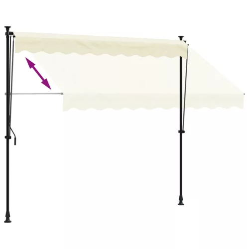  krémszínű szövet és acél feltekerhető napellenző 250 x 150 cm