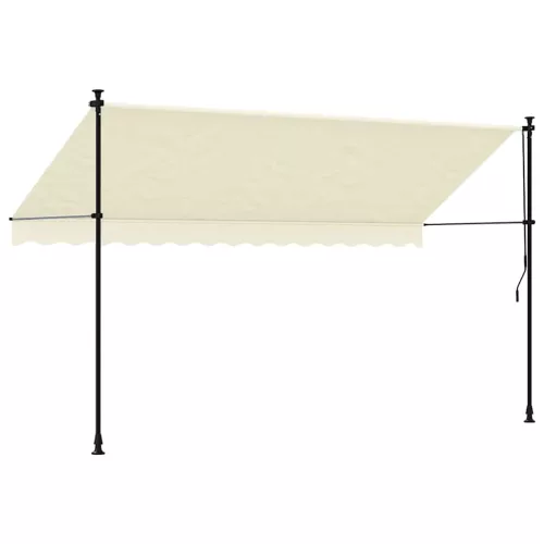  krémszínű szövet és acél feltekerhető napellenző 350 x 150 cm