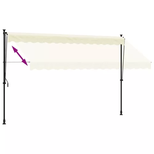  krémszínű szövet és acél feltekerhető napellenző 350 x 150 cm